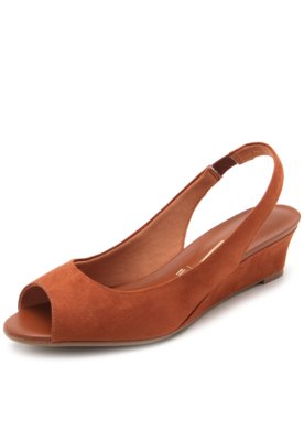 Peep Toe Vizzano Camurça Caramelo Menor preço em Peep Toe Vizzano Camurça Caramelo