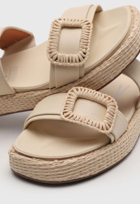 Rasteira Feminina Vizzano Fechada Fivela Bege