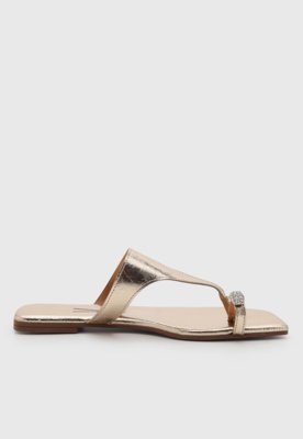 Rasteira Feminina Vizzano Metalizada Strass Dourada