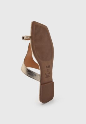 Rasteira Feminina Vizzano Metalizada Strass Dourada