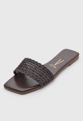 Rasteira Feminina Vizzano Slide Trançada Marrom
