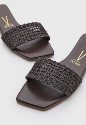 Rasteira Feminina Vizzano Slide Trançada Marrom