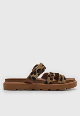 Rasteira Flat Vizzano Animal Print Caramelo
