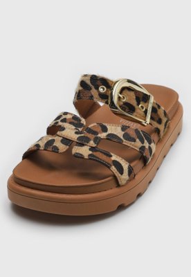 Rasteira Flat Vizzano Animal Print Caramelo