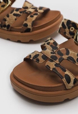 Rasteira Flat Vizzano Animal Print Caramelo