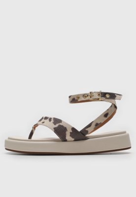Rasteira Flat Vizzano Animal Print Off-White