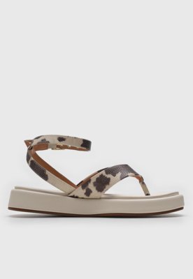 Rasteira Flat Vizzano Animal Print Off-White