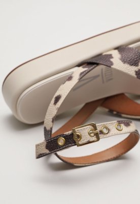 Rasteira Flat Vizzano Animal Print Off-White
