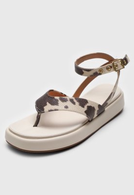 Rasteira Flat Vizzano Animal Print Off-White