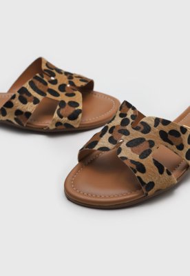 Rasteira Vizzano Animal Print Bege