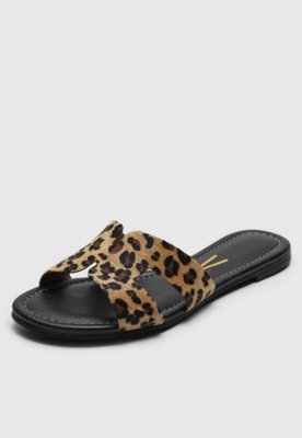 Rasteira Vizzano Animal Print Onça Caramelo