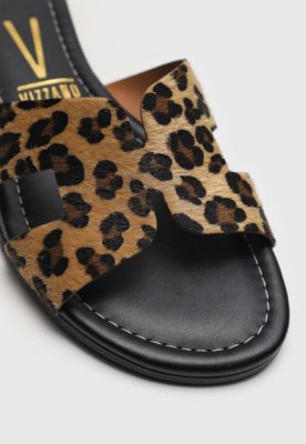 Rasteira Vizzano Animal Print Onça Caramelo