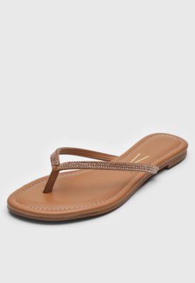 Rasteira Vizzano Strass Caramelo