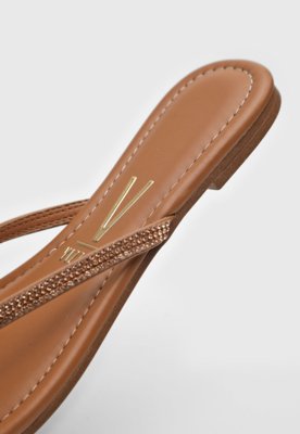 Rasteira Vizzano Strass Caramelo