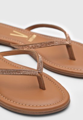 Rasteira Vizzano Strass Caramelo