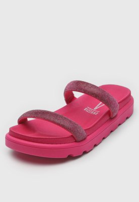 Rasteira Vizzano Tira De Strass Rosa
