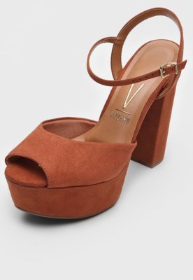 Sandália DAFITI SHOES Salomé Salto Grosso Caramelo - Compre Agora