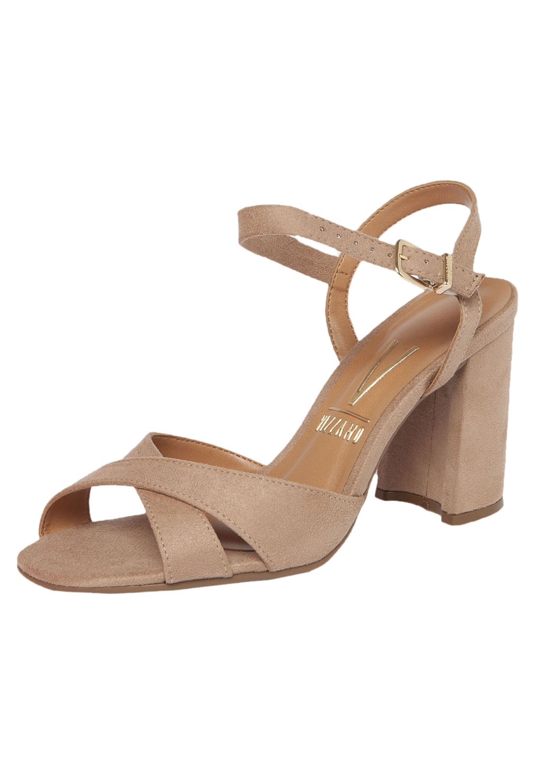 Sandália DAFITI SHOES Salto Grosso Nude - Compre Agora