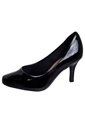 scarpin preto verniz salto medio