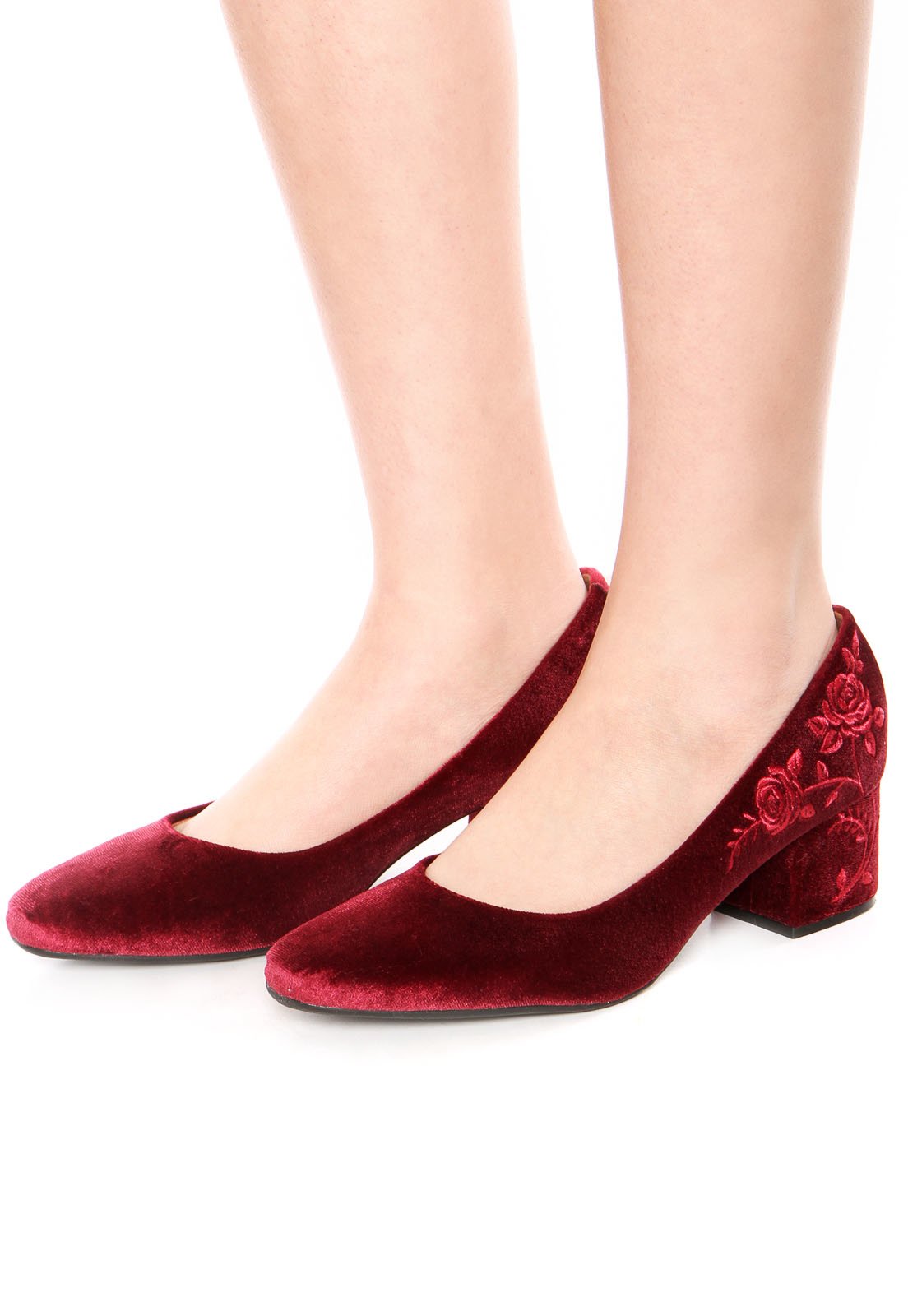 scarpin vinho veludo