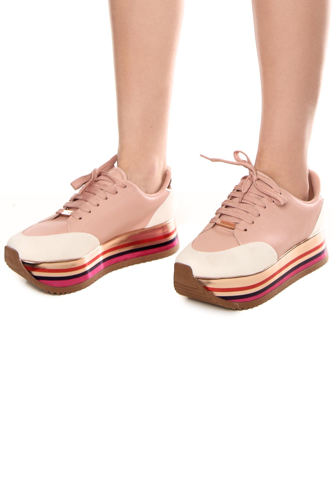 tênis flatform vizzano listras rosa