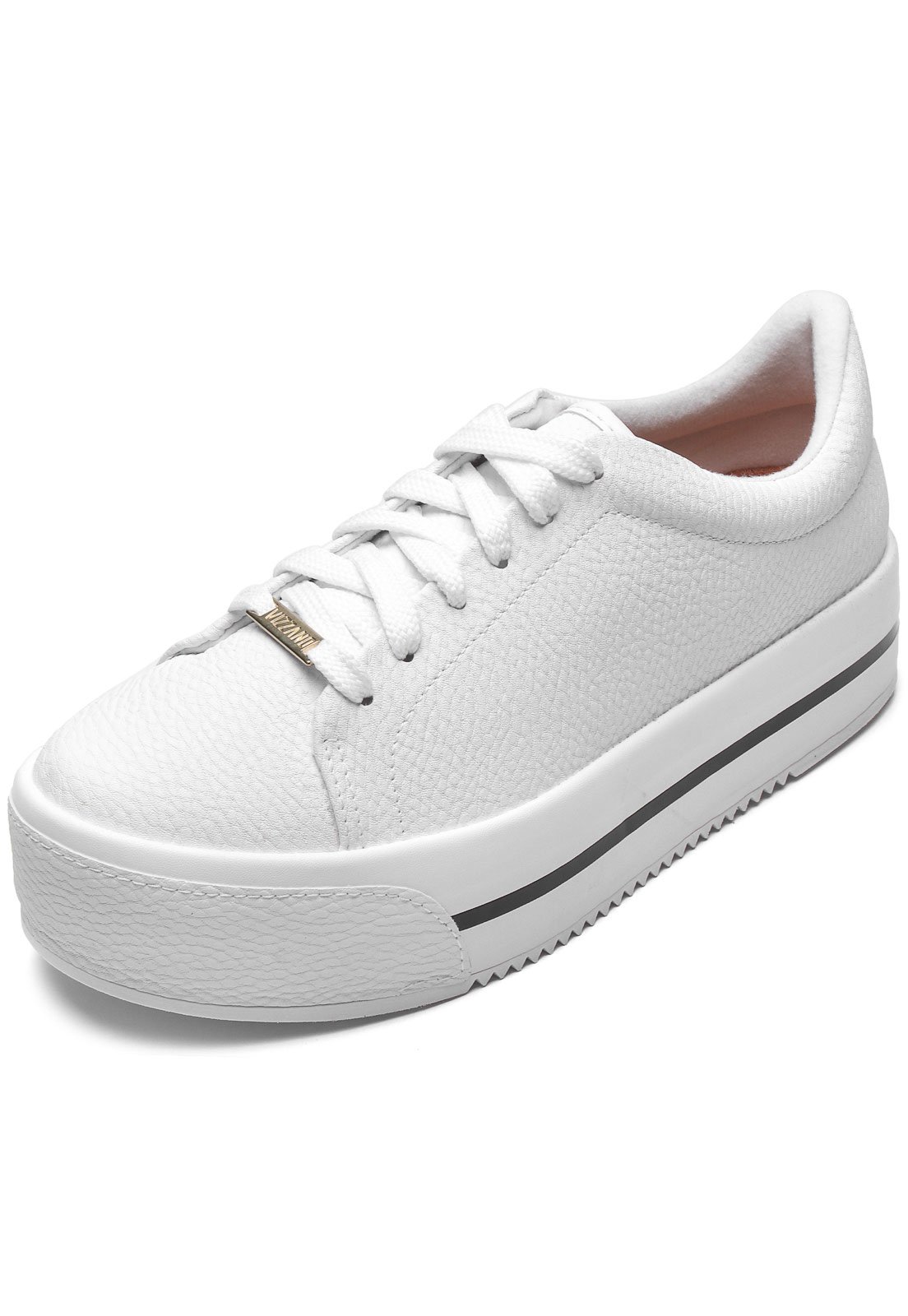 tenis plataforma branco e preto