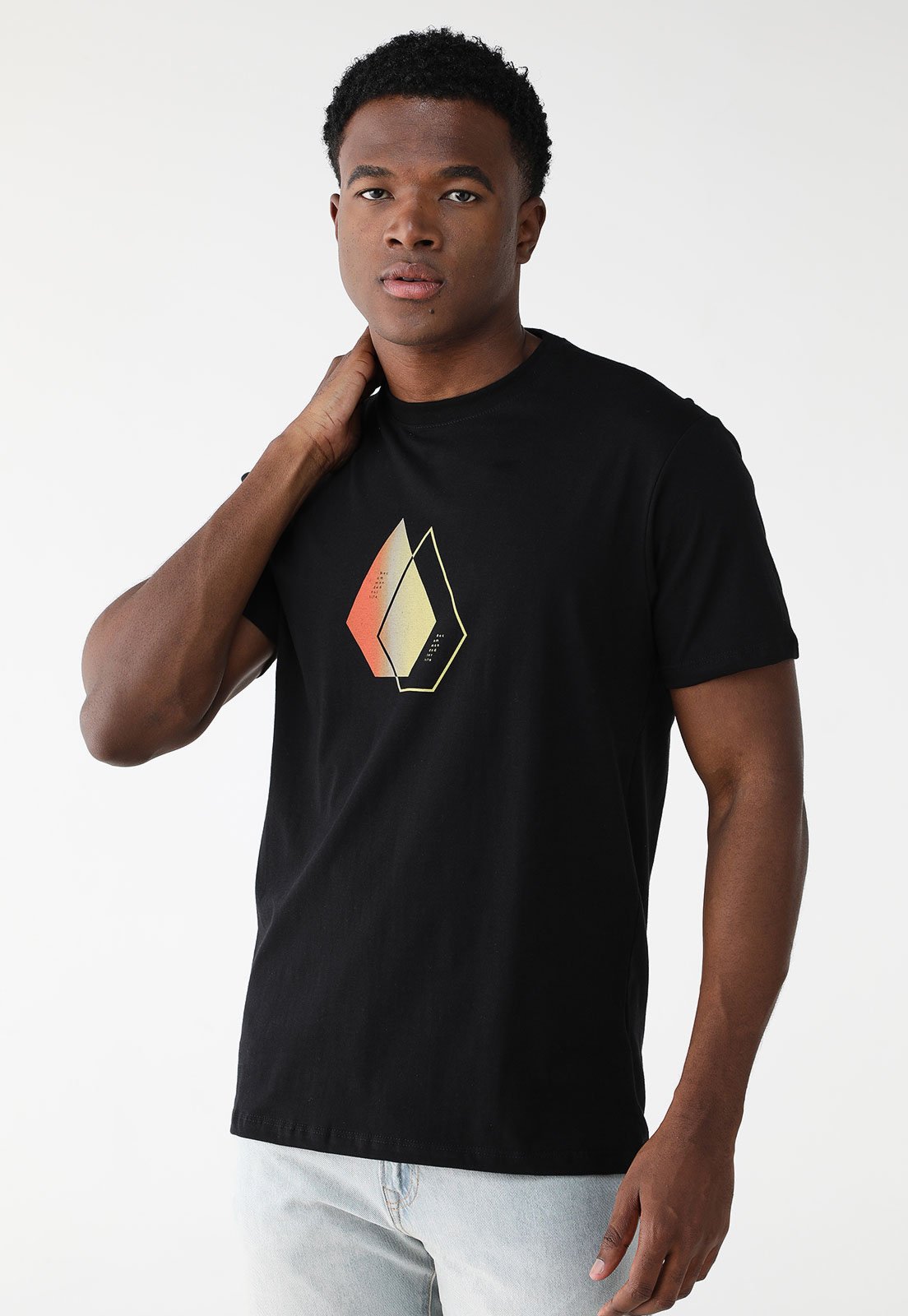 Camiseta Volcom Reta Estampada Preta