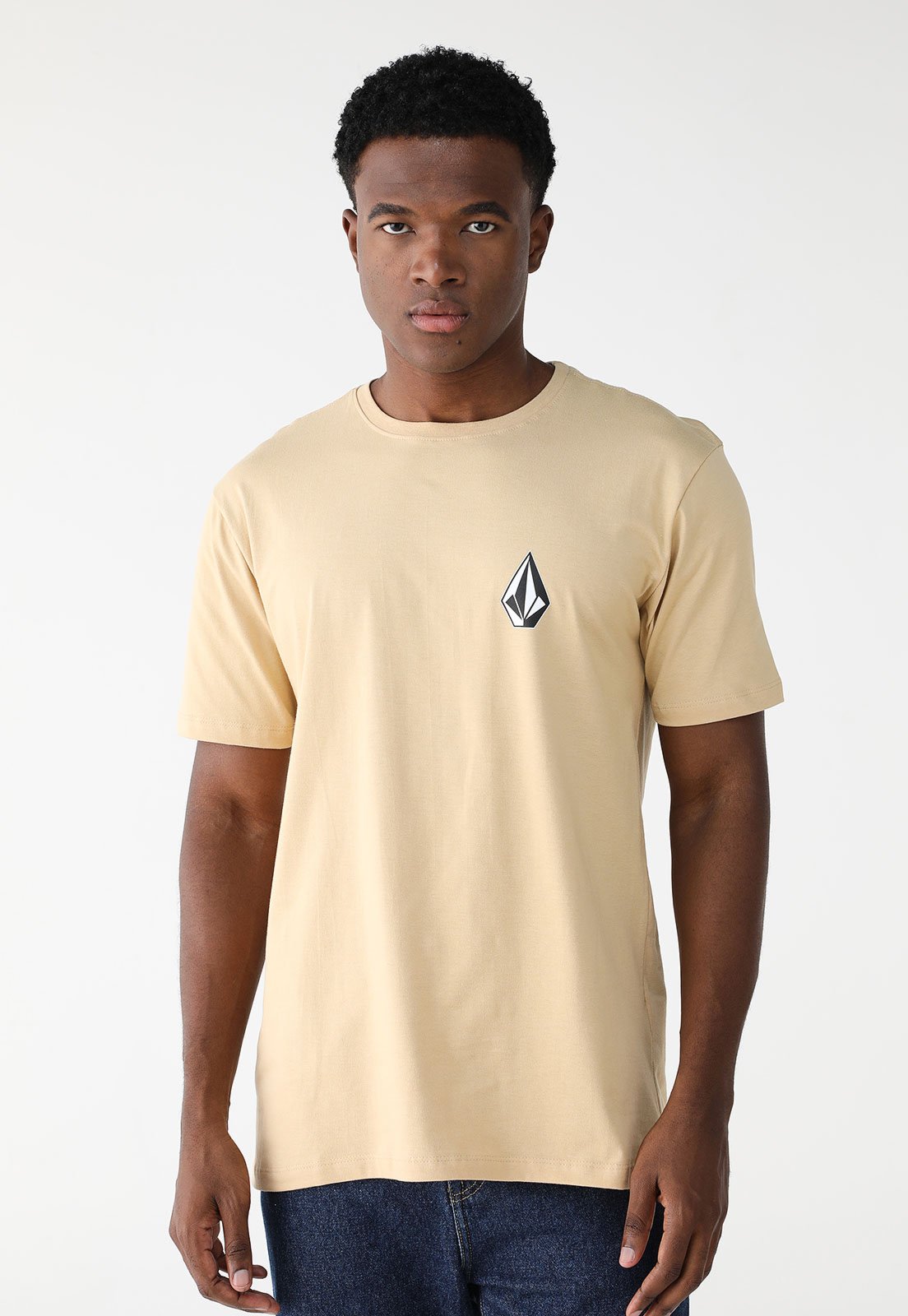Camiseta Volcom Reta Logo Bege