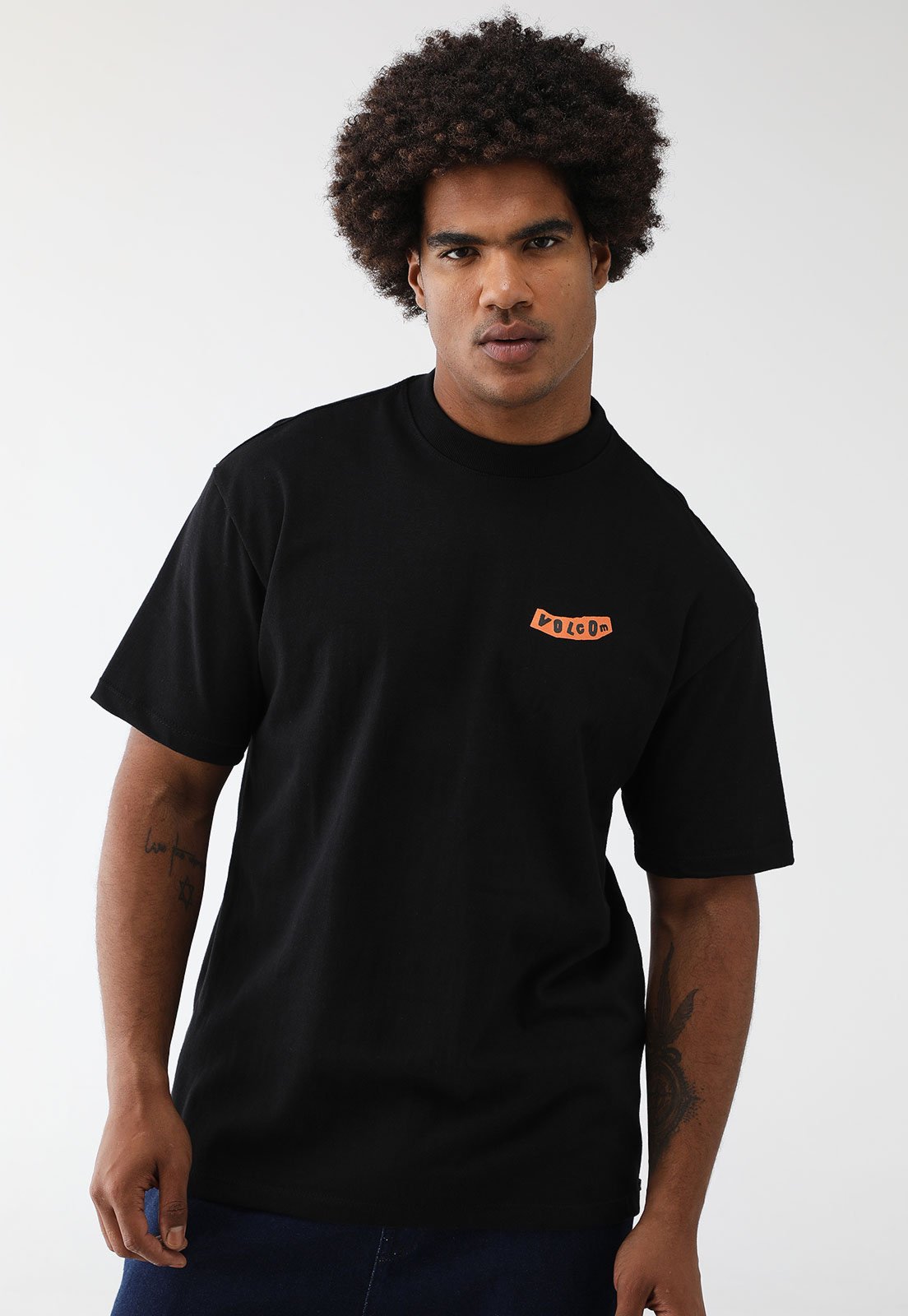 Camiseta Volcom Reta Logo Preta