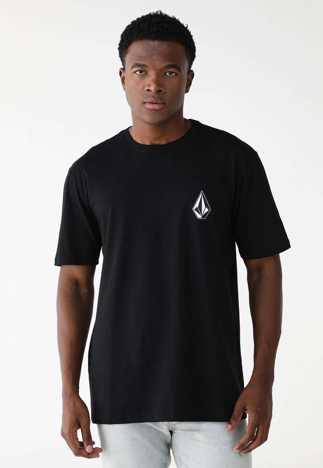 Camiseta Volcom Reta Logo Preta