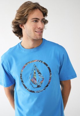 Camiseta Volcom Reta Slik Mc Circle Parrilo Azul