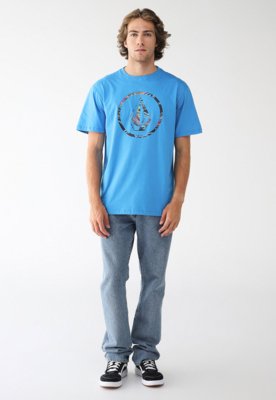 Camiseta Volcom Reta Slik Mc Circle Parrilo Azul