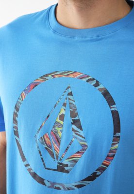 Camiseta Volcom Reta Slik Mc Circle Parrilo Azul