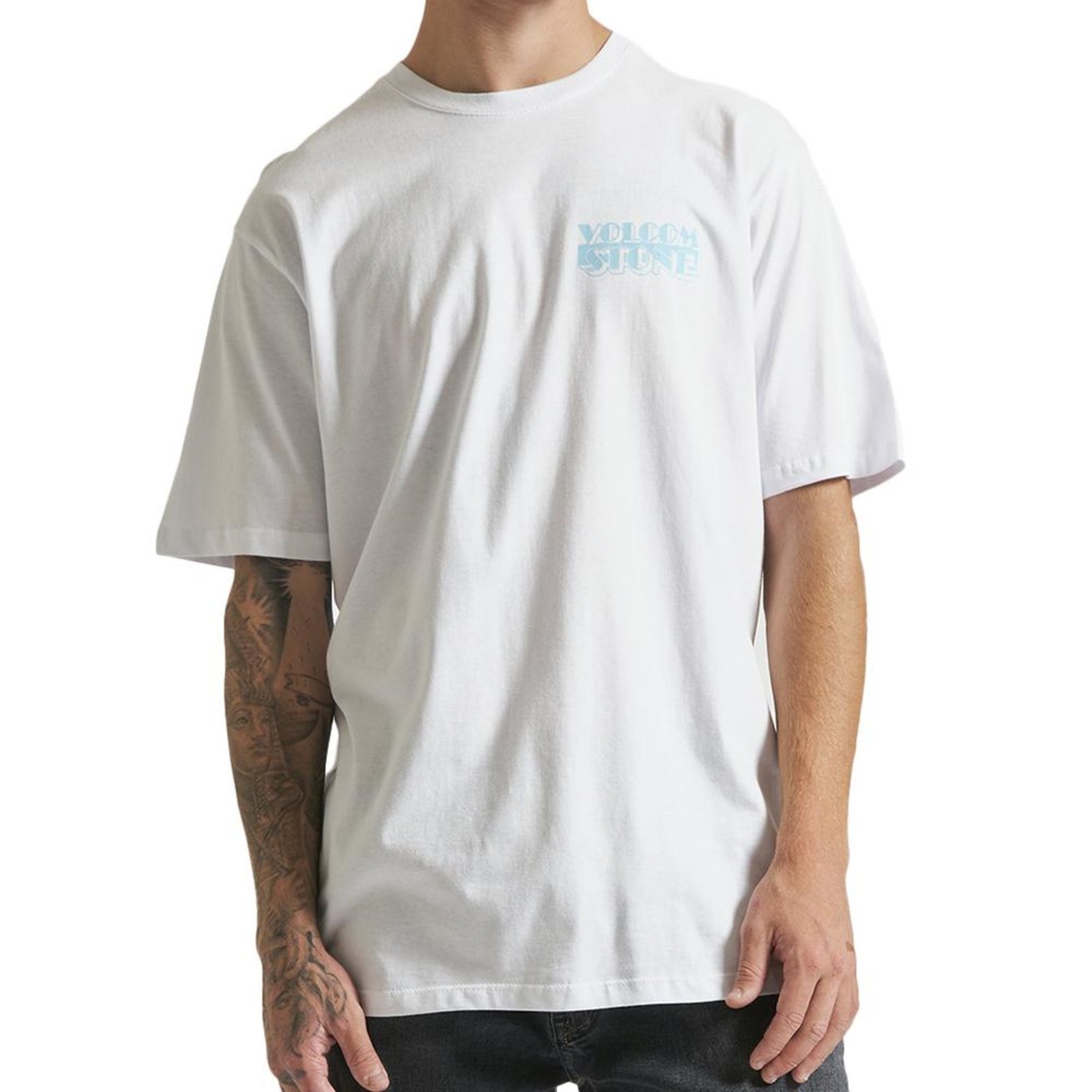 Camiseta Volcom Stript WT23 Masculina Branco