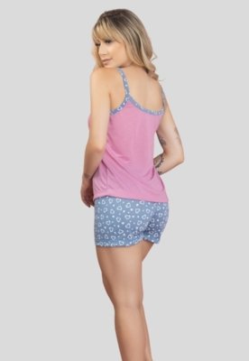 Baby Doll Alça WLS Modas Pijama Cachorro Rosa
