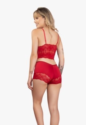 Baby Doll WLS Modas Rendado Andreza Vermelho