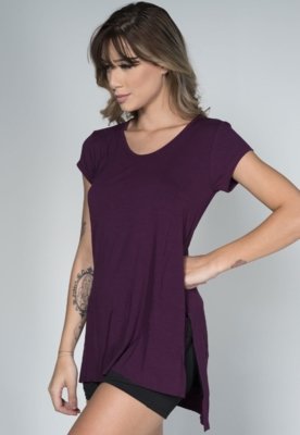 Blusa Feminina WLS Modas Fitness Longa Ju Roxo