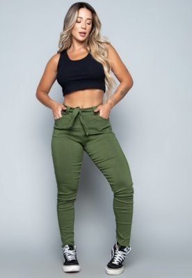 Calça Feminina Bengaline WLS Modas Casual Lisa Verde