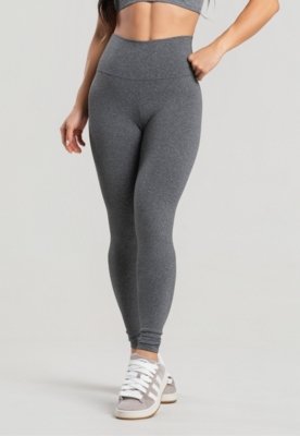 Calça Legging WLS Modas Peluciada Suplex Cós Alto Lisa Cinza