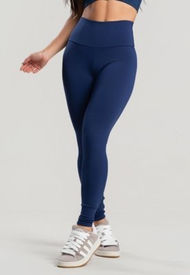 Calça Legging WLS Modas Peluciada Suplex Cós Alto Lisa Marinho