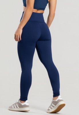 Calça Legging WLS Modas Peluciada Suplex Cós Alto Lisa Marinho