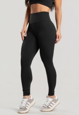 Calça Legging WLS Modas Peluciada Suplex Cós Alto Lisa Preta