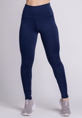 Calça Legging WLS Modas Suplex Cós Alto Lisa Azul Marinho