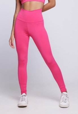Calça Legging WLS Modas Suplex Cós Alto Lisa Rosa