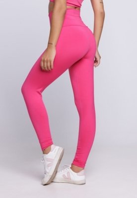 Calça Legging WLS Modas Suplex Cós Alto Lisa Rosa