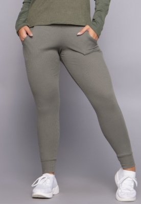 Calça WLS Modas Jogger Comfy Canelada Feminina Com Bolso Verde
