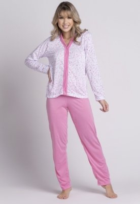 Pijama Feminino Longo WLS Modas de Botão Rebeca Rosa
