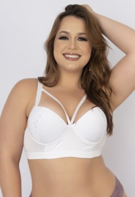 Soutien Reforçado WLS Modas com Renda e Bojo Strappy Branco