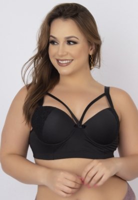 Soutien Reforçado WLS Modas com Renda e Bojo Strappy Preto