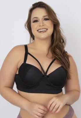 Soutien Reforçado WLS Modas com Renda e Bojo Strappy Preto